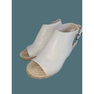 Celine Calfskin Leather Open Toe Wedge Espadrille Sandals Women  EU 36 US 6